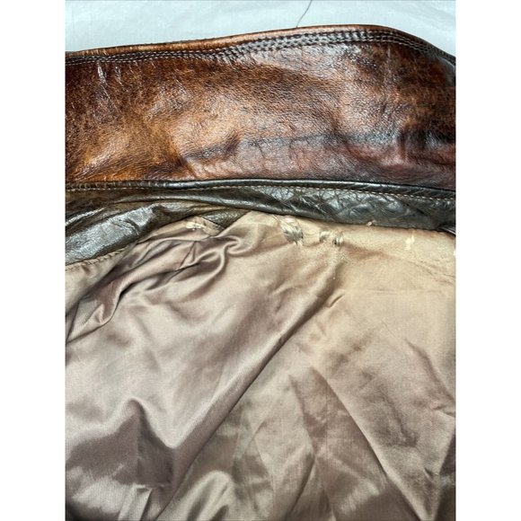 Vintage Cordova Brown Leather Motorcycle Bomber Jacket L - XL See Measurements - Picture 16 of 16